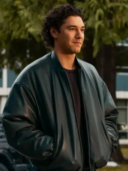 Off Campus Belmont Cameli Bomber Leather Jacket outfit look