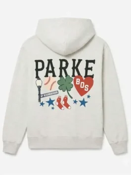 Parke Boston Grey Hoodie back view showing plain grey finish and hooded collar style