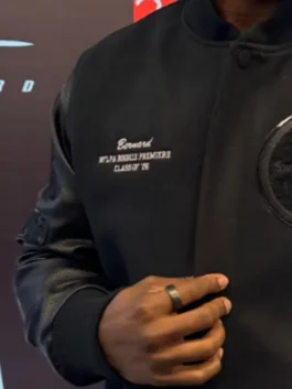 Pittsburgh Steelers Triple Black Wool Varsity Jacket Close-Up View
