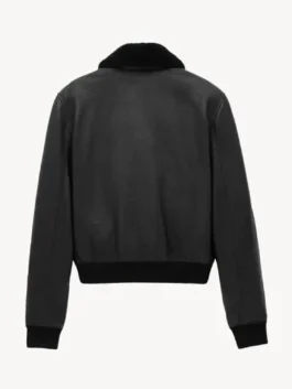 Promo John Legend Fur Collar Leather Jacket back view showing rear leather shape, fur collar, and clean fit