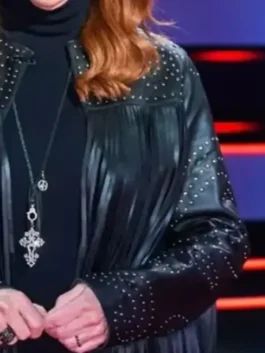Reba McEntire Black Fringed Leather Jacket Close-Up View