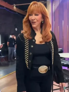 Alternative view of The Voice S28 Reba McEntire Black Leather Fringe Jacket