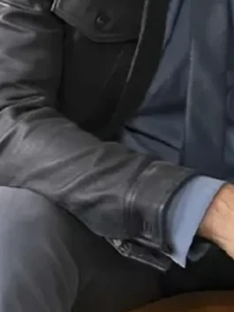 S02 Daniel Sunjata Leather Jacket close-up showing leather texture, stitching, and jacket details