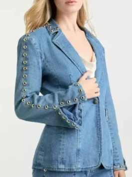 S02 Kaitlin Olson Denim Studded Blazer Side View