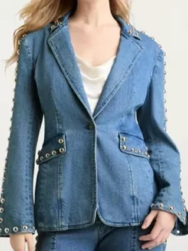 S02 Kaitlin Olson Denim Studded Blazer View Design