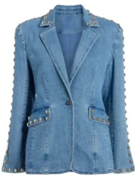 S02 Kaitlin Olson Denim Studded Blazer View Look