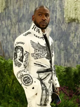 Skepta Met Gala 2026 Printed Jacket angled view with artistic print texture