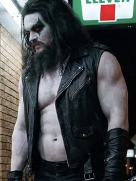 Supergirl Jason Momoa Leather Vest side view with strong sleeveless shape