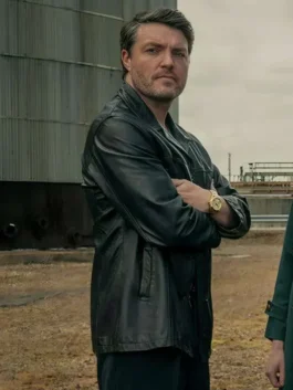 Legends Tom Burke Black Leather Jacket lifestyle view with clean screen-inspired style