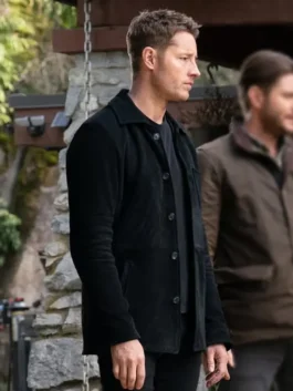 Tracker S03 Justin Hartley Black Suede Jacket side view with smooth suede finish