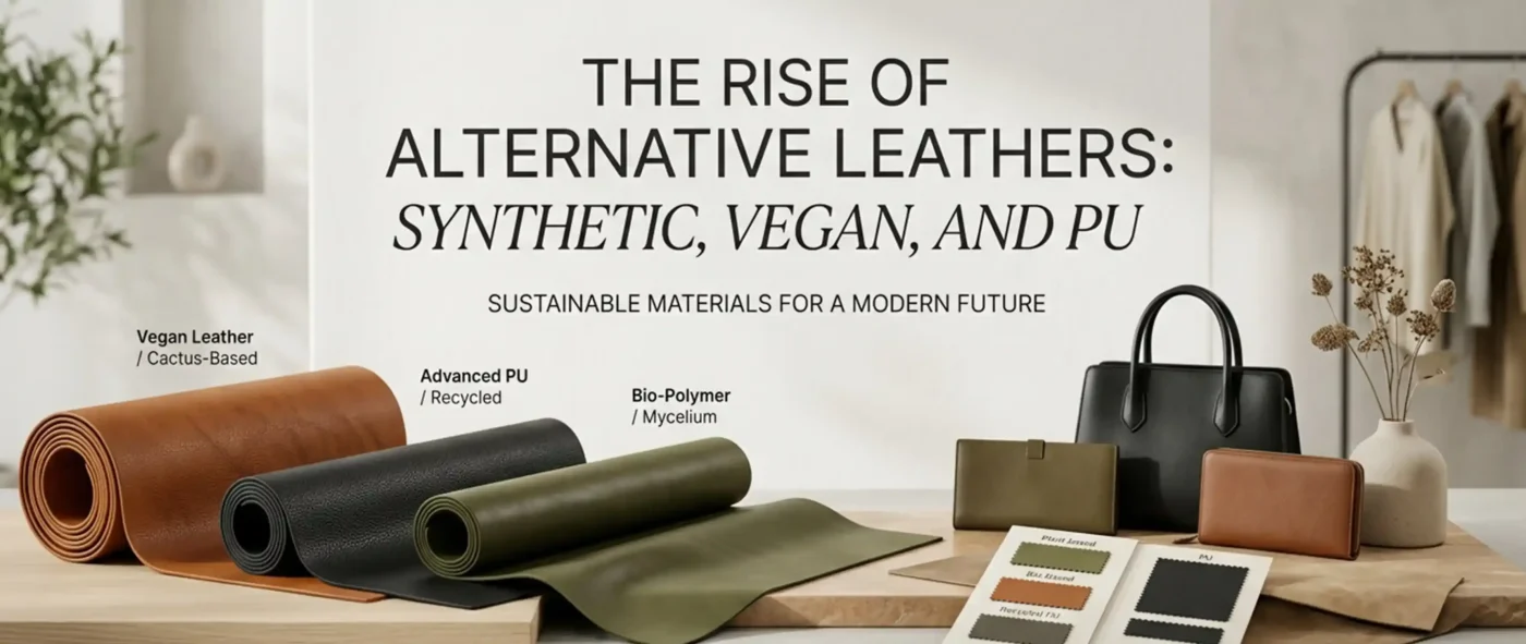 Sustainable Alternative Leather Material Rolls with Cactus Based Vegan Advanced Recycled PU and Mycelium Bio Polymer Samples