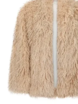 The Voice S27 LeAnn Rimes Beige Fur Jacket close-up showing beige fur material and detailed texture