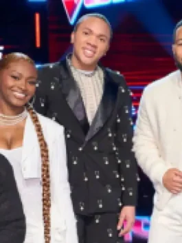 The Voice S27 Pearl Embellished Blazer close-up showing pearl embellishments, stitching, and fabric finish