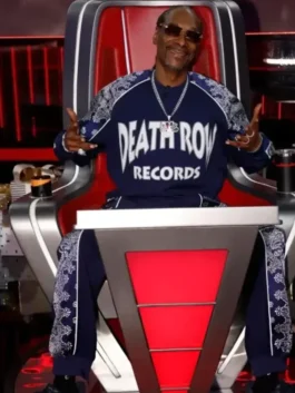 The Voice S28 Finale Snoop Dogg Tracksuit front view showing jacket, trousers, and sporty design details