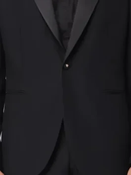 The Voice S28 Michael Buble Satin Lapel Blazer close-up view with satin lapel and fabric detail