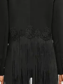 The Voice S28 Reba Mcentire Fringe Blazer design view showing fringe work, fabric texture, and blazer details