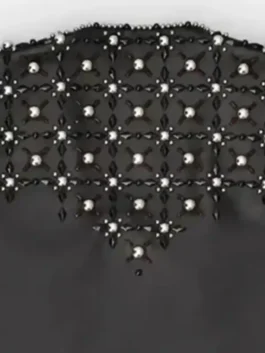 The Voice S29 Kelly Clarkson Bead Embellished Vest design view showing bead embellishments and fabric detail