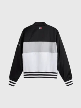 Tommy Hilfiger Cadillac F1 Team Miami Varsity Jacket back look with sporty varsity finish