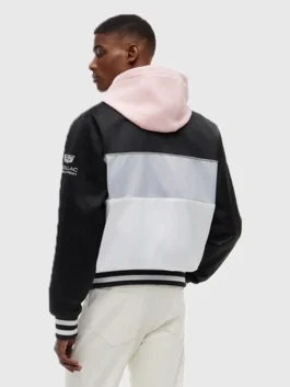 Tommy Hilfiger Cadillac F1 Team Miami Varsity Jacket back view with team-style graphic layout