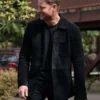 Tracker S03 Justin Hartley Black Suede Jacket front view with clean closure