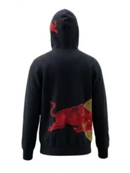 Vintage Red Bull Big Embroidered Logo Racing Hoodie Back View Look