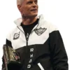 Front view of WWE Friday Night 2026 Cody Rhodes Jacket in black and white wrestling-inspired design