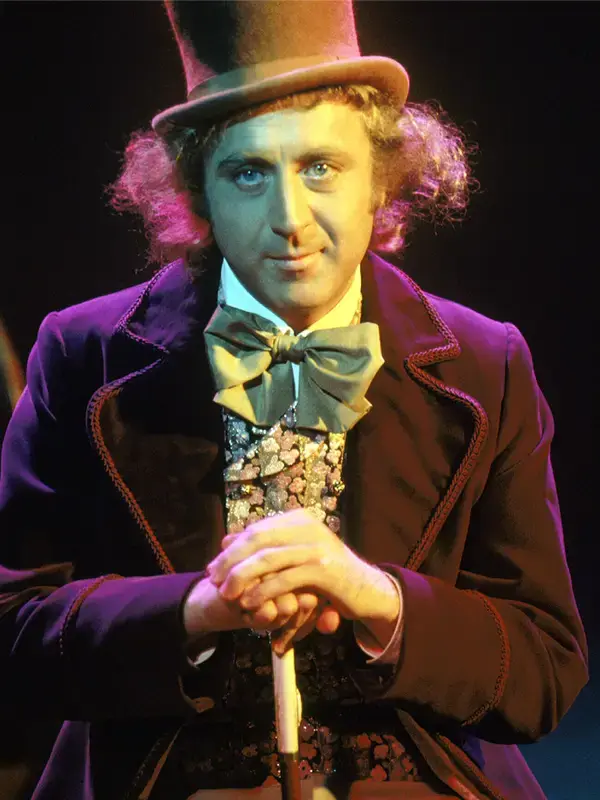 Close-up look of Willy Wonka Purple Velvet Coat with velvet texture and lapel collar details