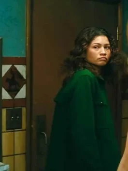 Zendaya Euphoria S03 Green Shirt Jacket back view with clean stitching