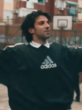Adidas Backyard Legends Alessandro Del Piero Sweatshirt in sleek black polyester with a shirt style collar and Del Piero's bold Backyard Legends everyday presence.