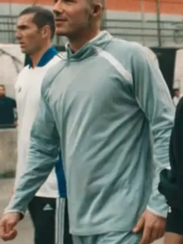 Adidas Backyard Legends David Beckham Top in vibrant blue polyester with a clean mock neck collar and Beckham's sharp Backyard Legends everyday athletic presence.