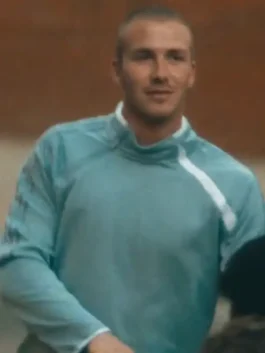 Adidas Backyard Legends David Beckham Top from World Cup 2026 in bold blue polyester with a mock neck collar and Beckham's iconic championship football energy.