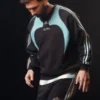 Classic black and blue Adidas x Kith Lionel Messi Fleece Sweater from the landmark Adidas x Kith x Messi collection