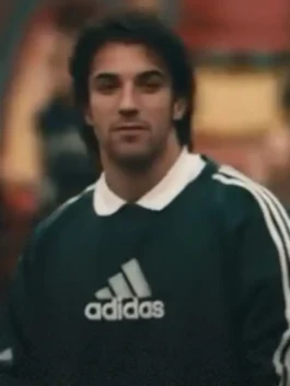 Adidas Backyard Legends Alessandro Del Piero Sweatshirt in retro oversized black polyester with a shirt collar and Del Piero's iconic Backyard Legends football energy.