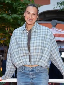 All Accor Roland Garros Aryna Sabalenka Jacket in striking blue and green checkered cotton with a shirt style collar and Aryna's bold Roland Garros champion presence.