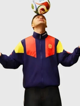 Adidas Backyard Legends Pedri Jacket in professional polyester fabric with a luxury stand up collar.