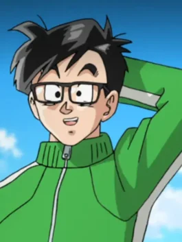 Close-up of Dragon Ball Z Gohan Green Tracksuit showing ribbed collar and zipper front