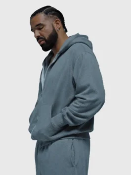 Drake Janice STFU Tracksuit from the Iceman album soundtrack in bold grey fleece with a hooded collar and Drake's signature music-inspired everyday energy.