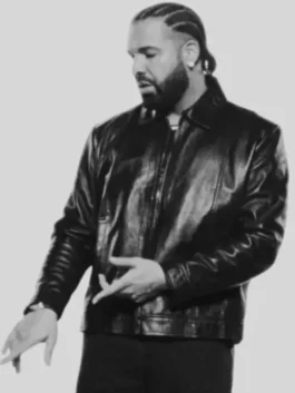 National Treasures Drake Black Leather Jacket Iceman edition in rich black real leather with a shirt collar and Drake's commanding National Treasures everyday presence.
