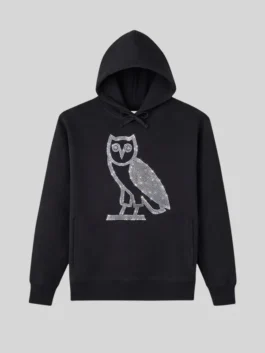 Drake Ovo Iceman Hoodie front view in bold fleece with a hooded collar and Drake's signature OVO Iceman music-inspired everyday streetwear presence.