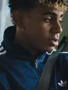 Adidas Backyard Legends Lamine Yamal Blue Jacket from FIFA World Cup 2026 in bold blue polyester with a stand up collar and Yamal's championship energy.