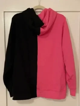 Back view of the black and pink Teddy Fresh Frenemies Hoodie revealing the full design of this collector piece