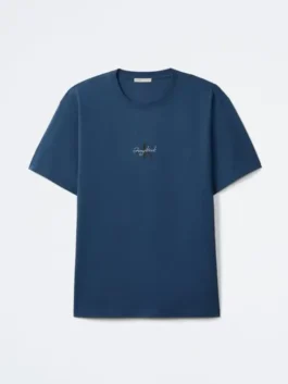 Jung Kook Calvin Klein Monogram T Shirt 2026 edition in bold blue lightweight fabric with a CK monogram print and Jung Kook's confident Calvin Klein presence.