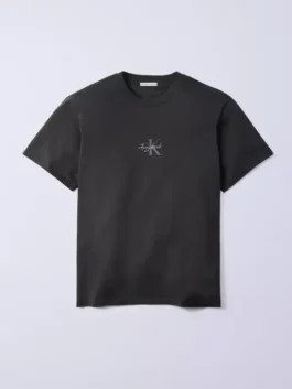 Jung Kook Calvin Klein Monogram T Shirt in sleek black lightweight fabric with a bold CK monogram print and Jung Kook's sharp Calvin Klein everyday presence.