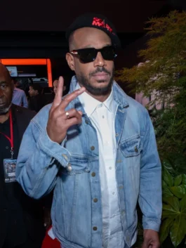 Scary Movie 6 Event Marlon Wayans Denim Jacket from the screening event in bold blue denim with a shirt collar and Marlon's commanding Scary Movie 6 presence.