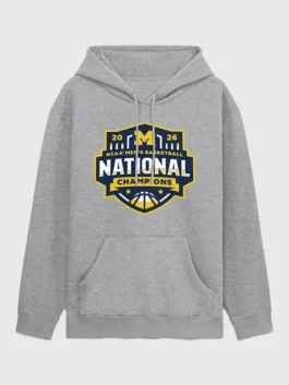 Front view of the Michigan 2026 Basketball National Champions Hoodie proudly representing the Wolverines 2026 title