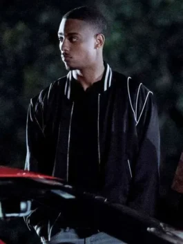 The Gates 2026 Keith Powers Black Bomber Jacket highlighting professional rib knitted cuffs and luxury full length sleeves.