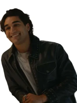 Off Campus Justin Kohl Black Leather Jacket in rich black real leather with a shirt collar, three outside pockets and Justin Kohl's bold character everyday presence.