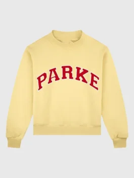 Parke Summerland Varsity Mockneck Sweatshirt in bold fleece with a round neck collar, rib knitted cuffs and Parke's clean Summerland varsity everyday energy.