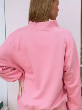 Parke Summerland Varsity Mockneck Sweatshirt back view in soft fleece with a clean structured round neck silhouette and Parke's bold Summerland varsity finish.