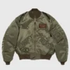 Pokemon x Human Made Satin Bomber Jacket showcasing professional satin grain and luxury rib knitted collar.